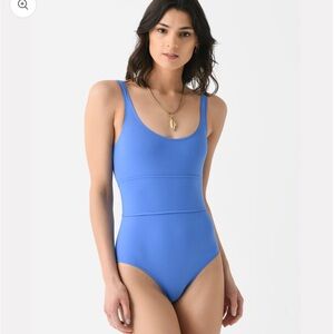 BONDI BORN RAEGAN Blue One-Piece Swimsuit Neck